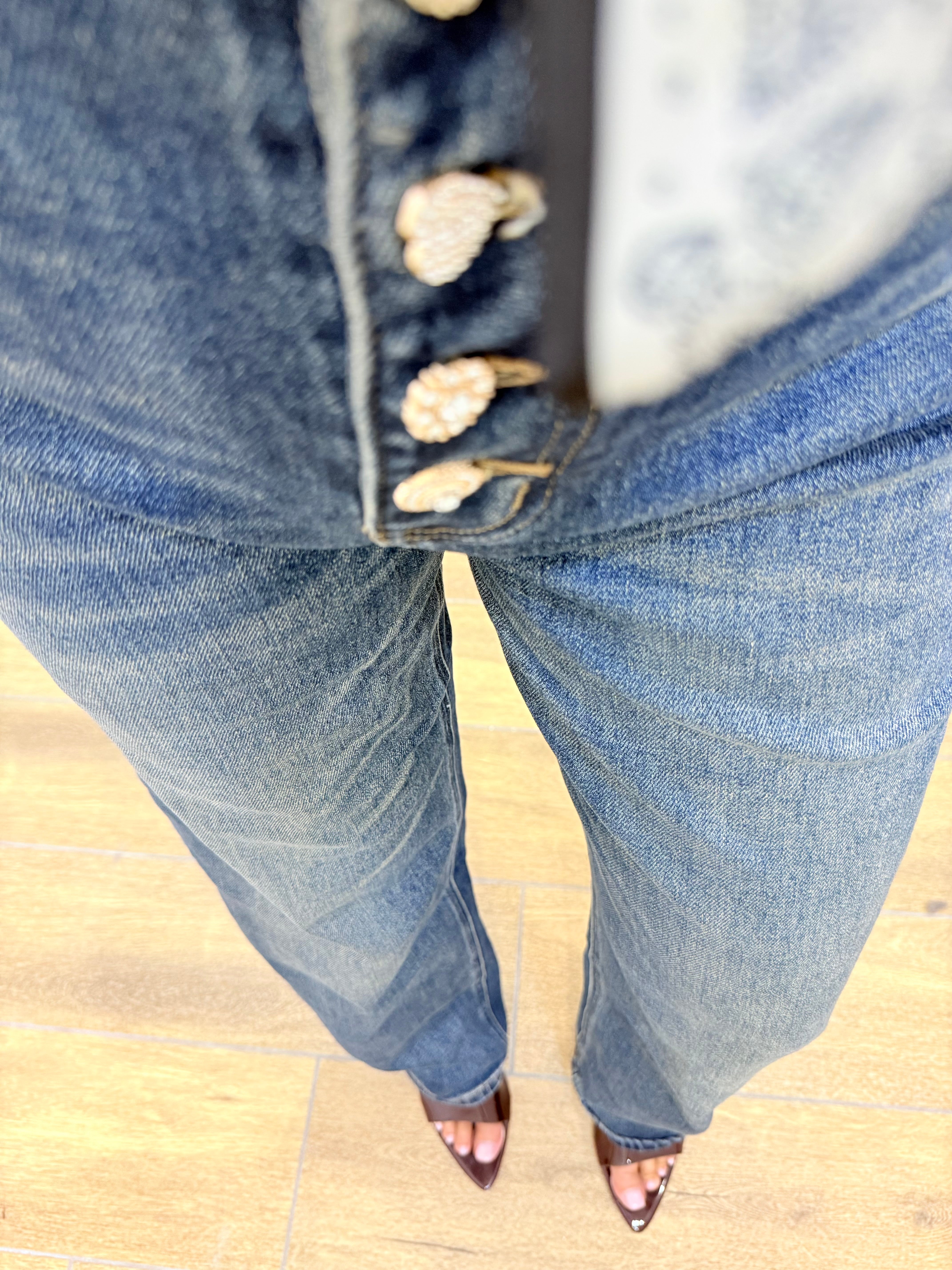 Jeans Bottoni Gioiello