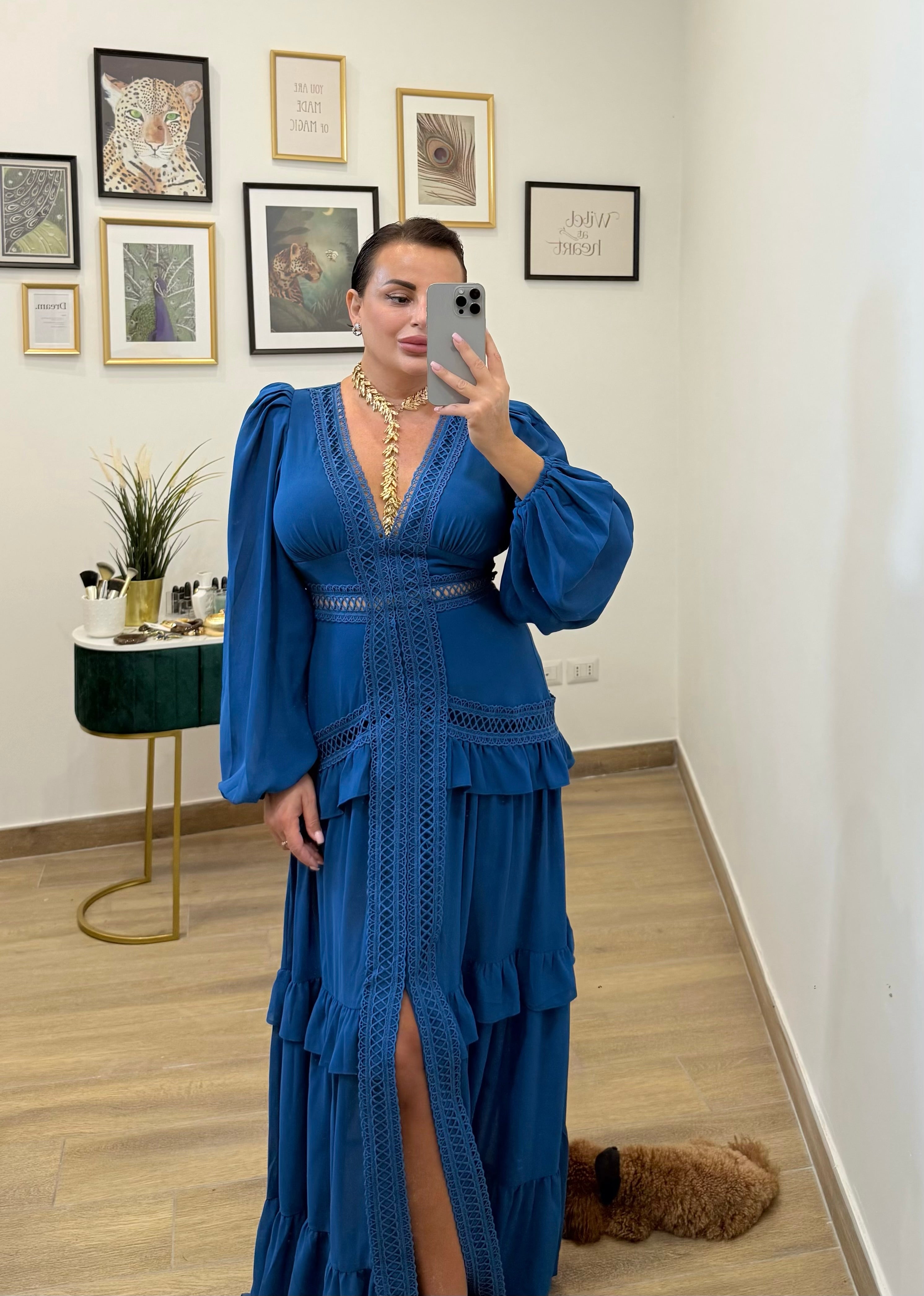Abito Lungo Francy Blu Ottanio