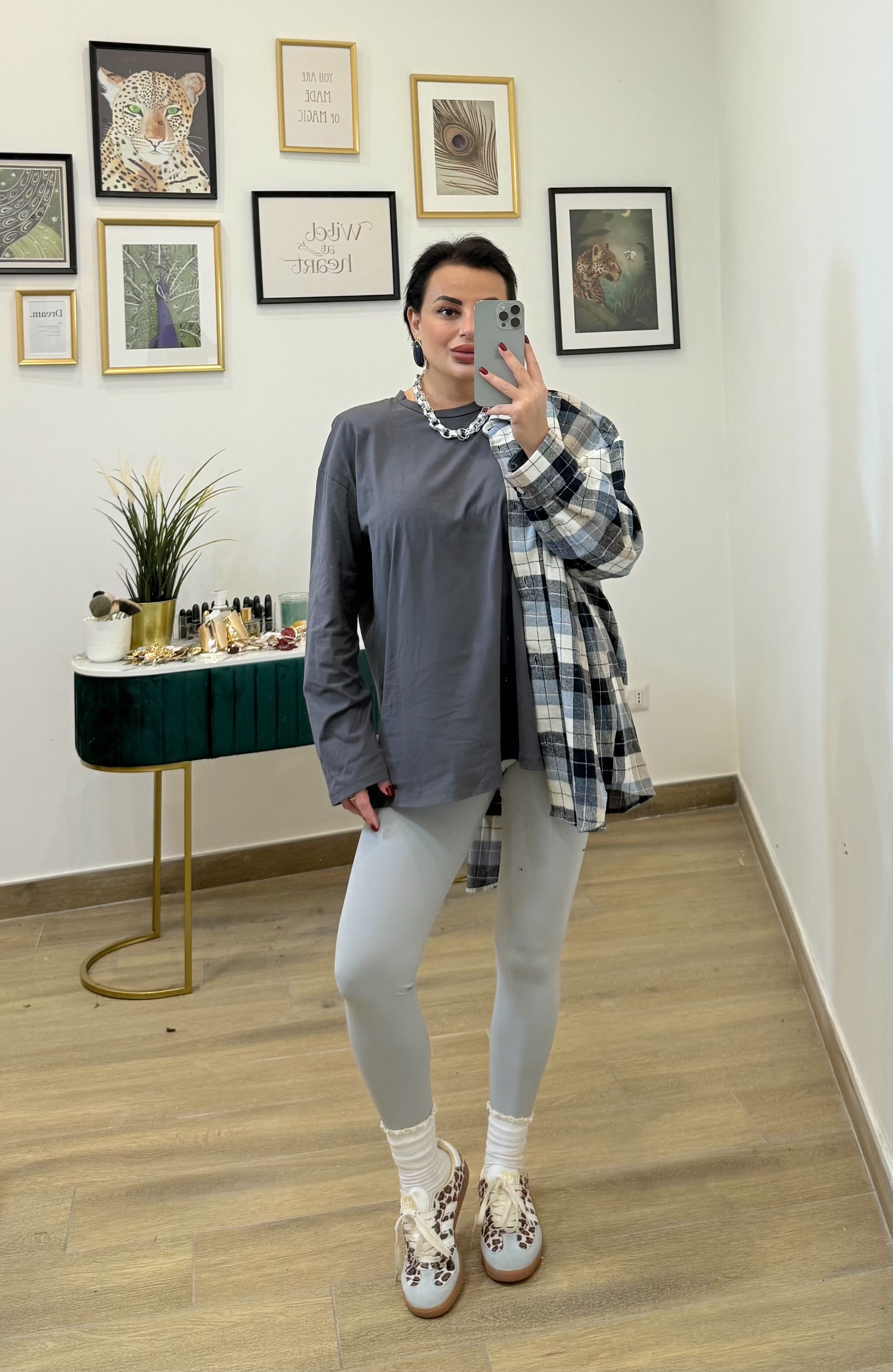 Shirt manica lunga spalline grigia