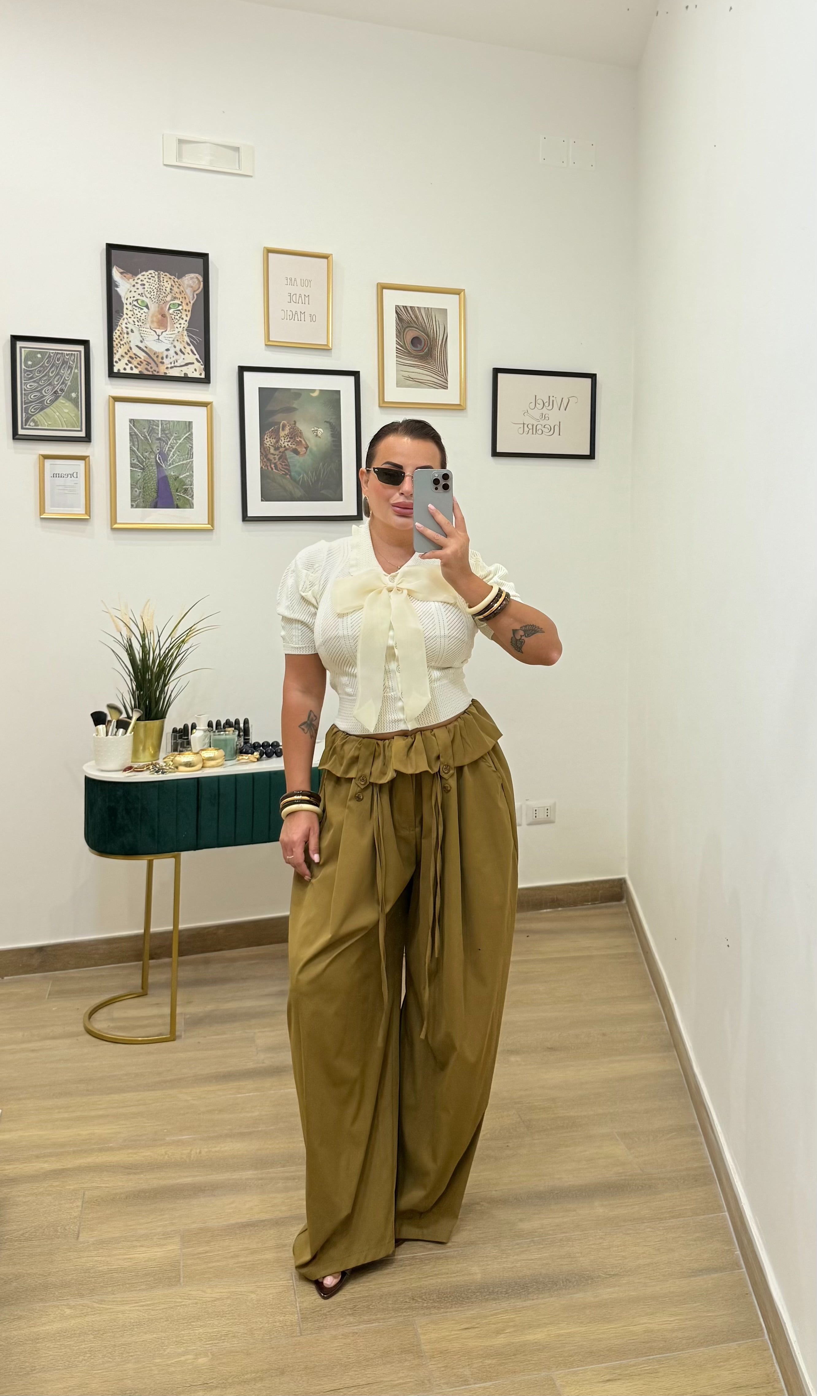 Pantalone Caramella Verde Olio