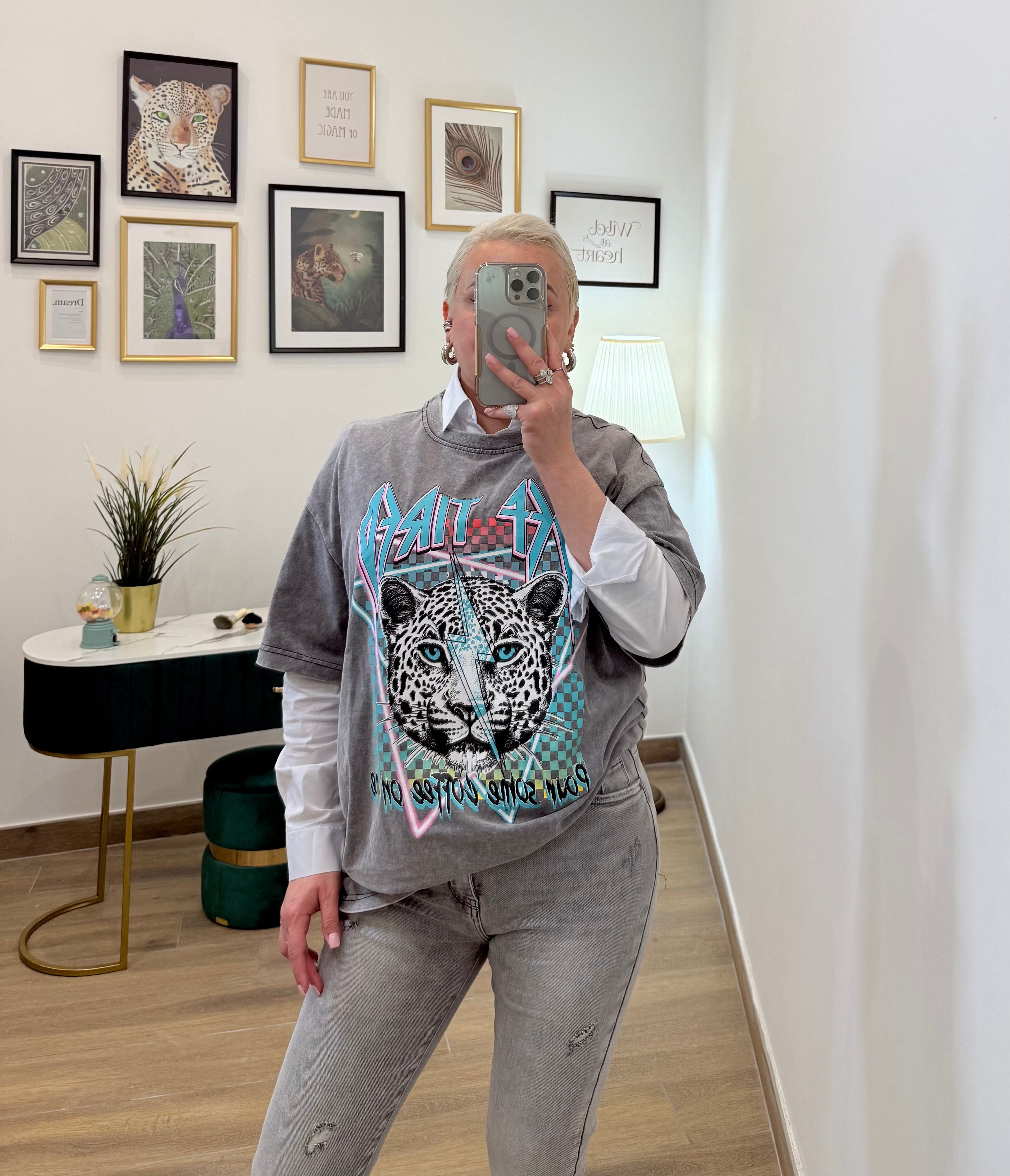 Shirt Over Tiger Turchese