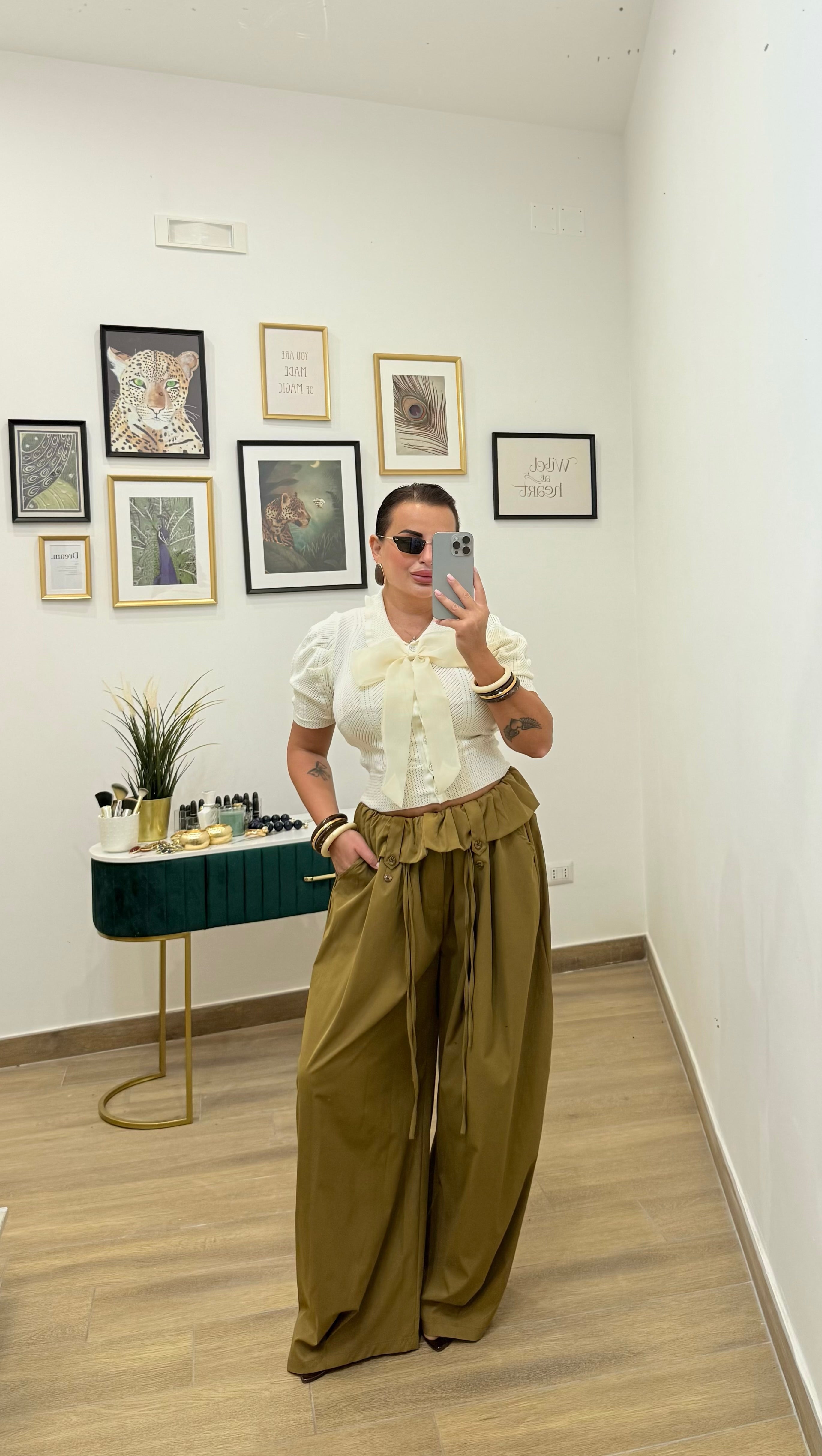 Pantalone Caramella Verde Olio