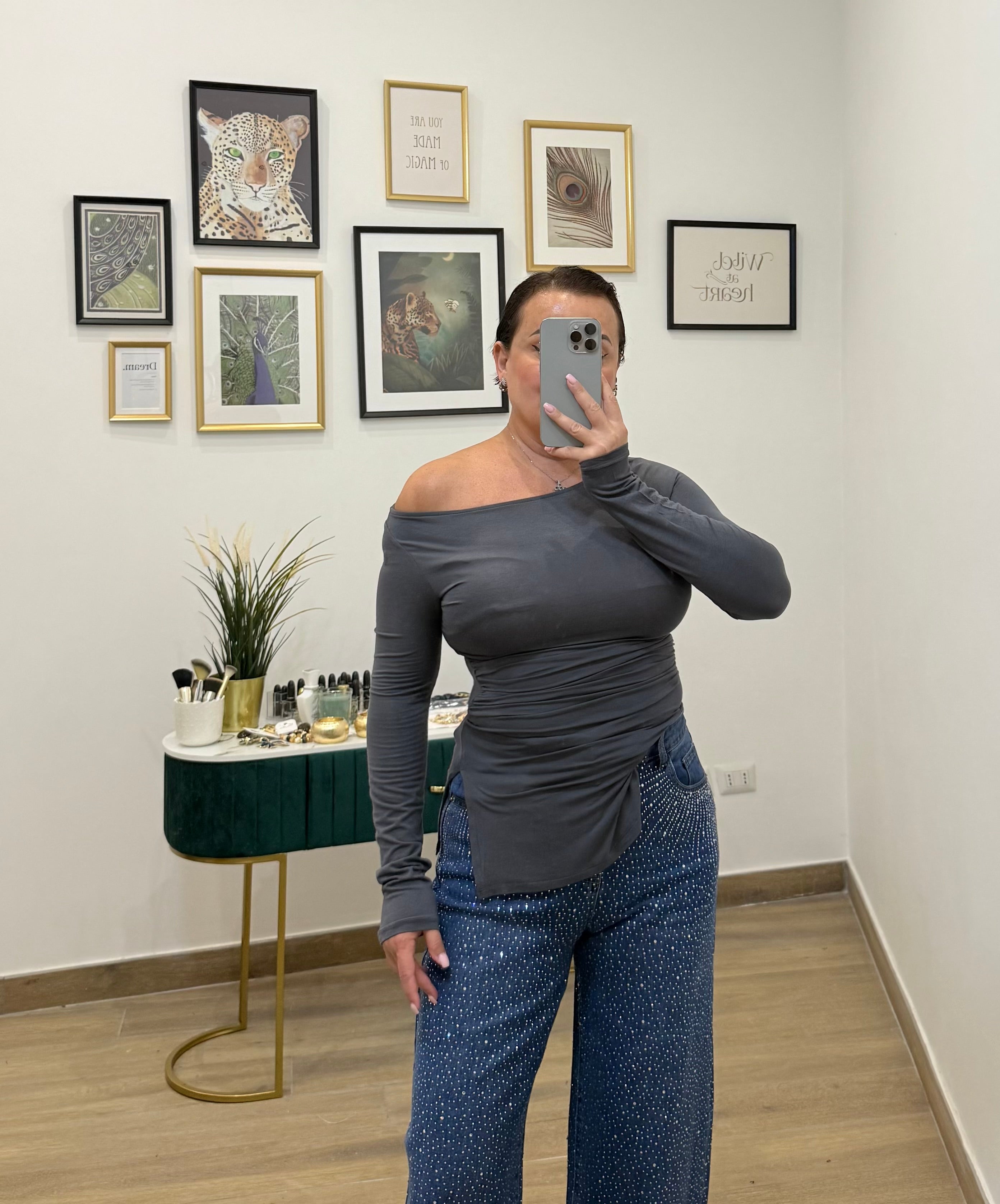 Maglia kim drappeggiata Grey