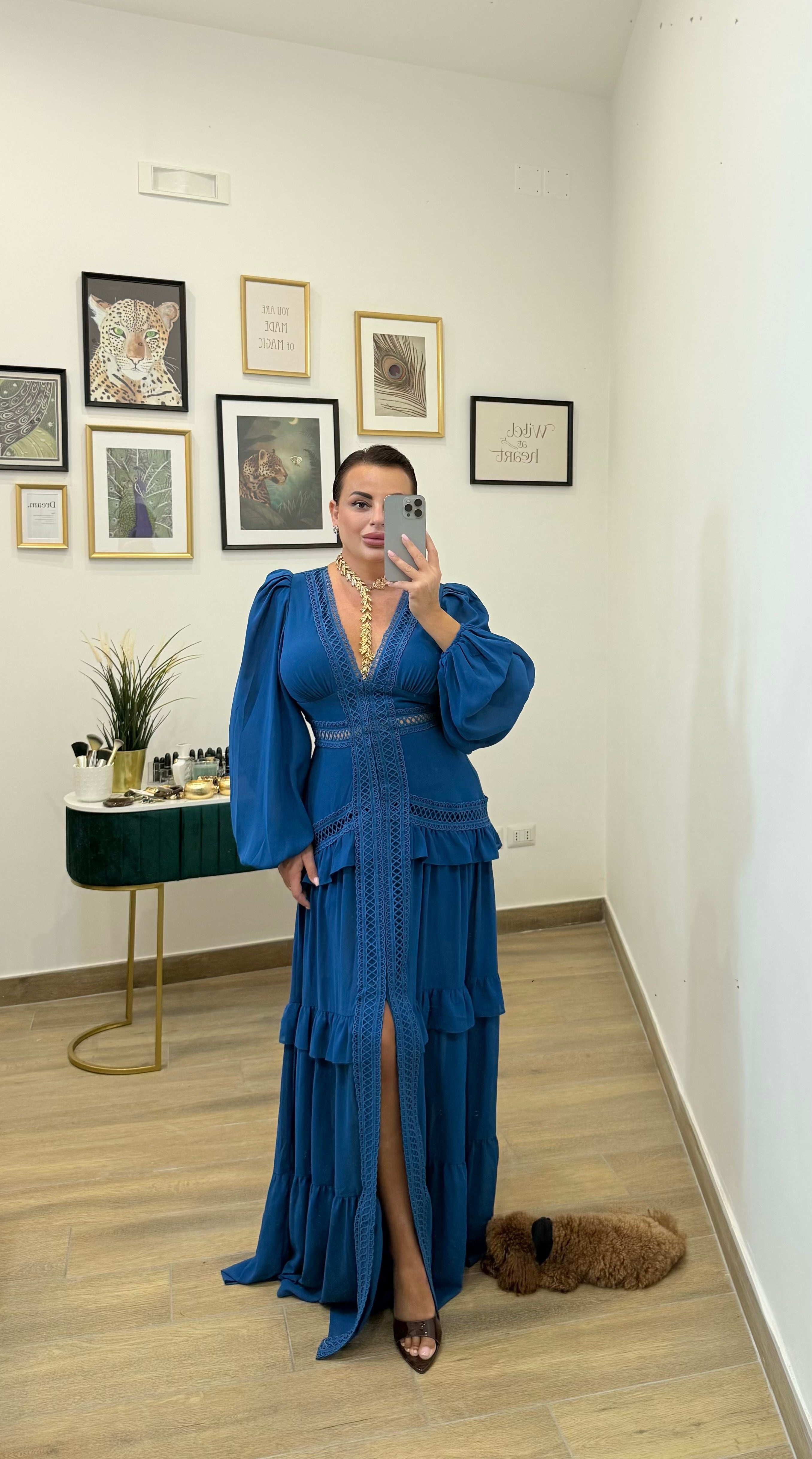 Abito Lungo Francy Blu Ottanio