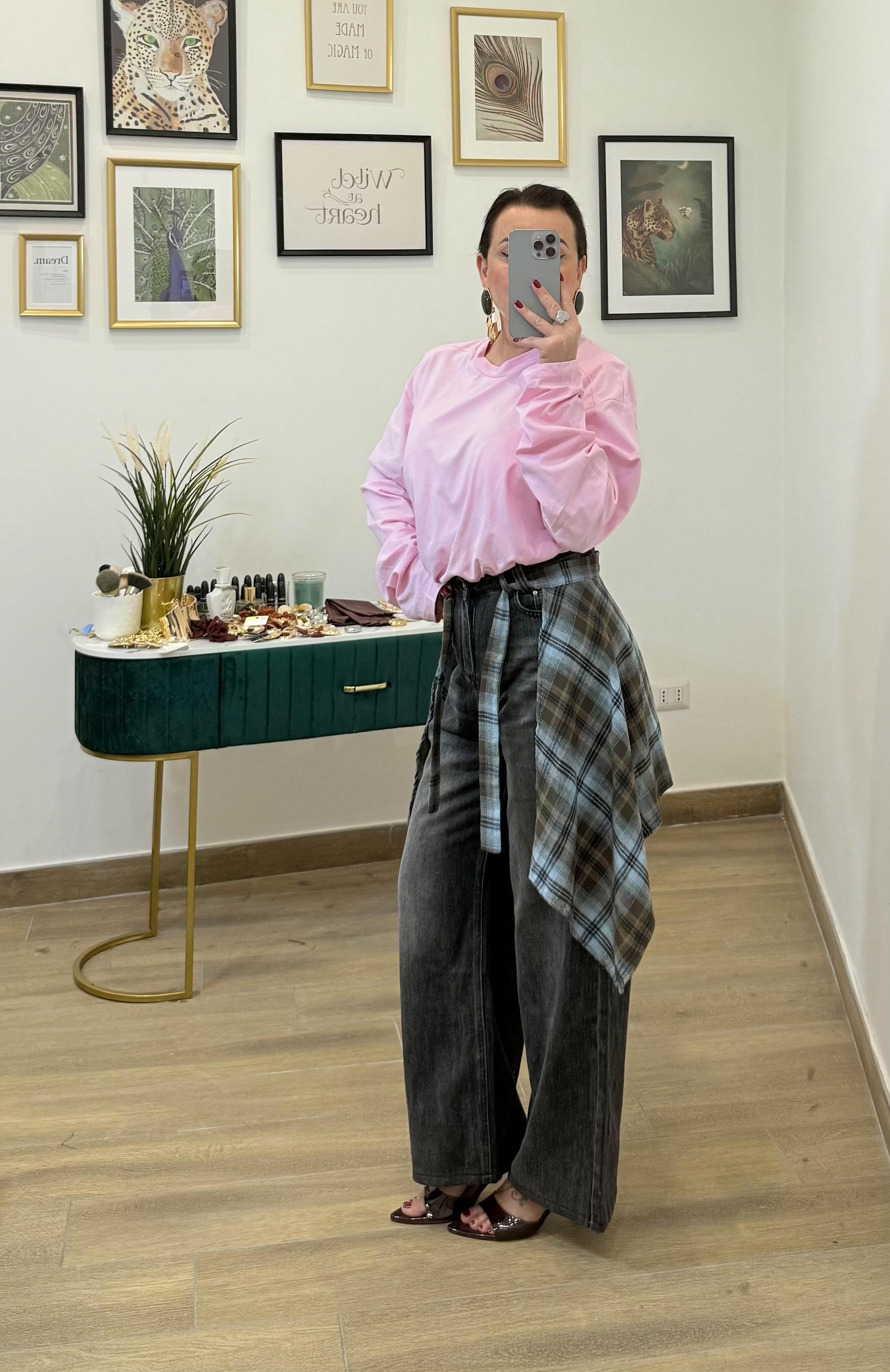 Denim Cintura Camicia Azzurra