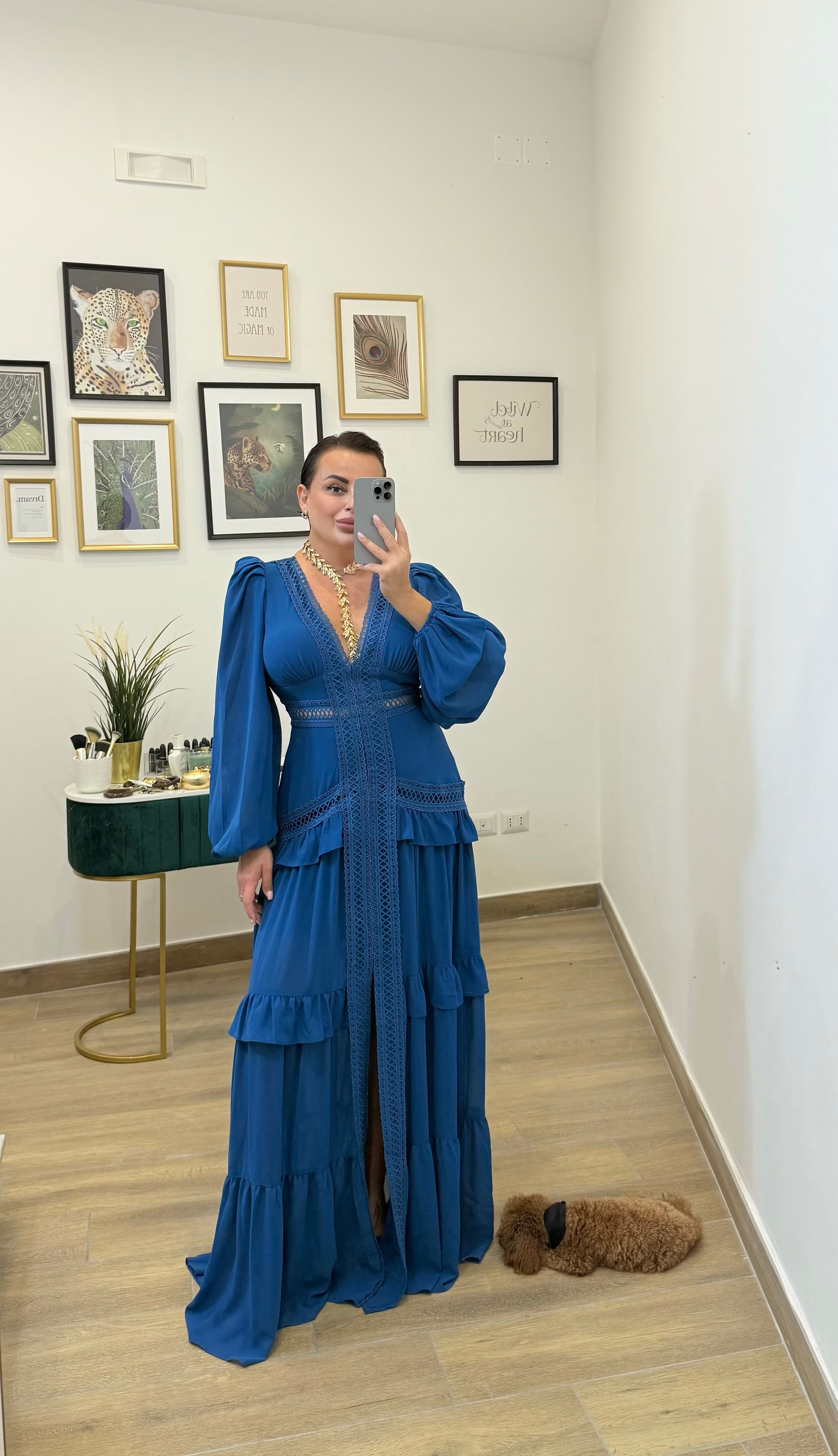 Abito Lungo Francy Blu Ottanio