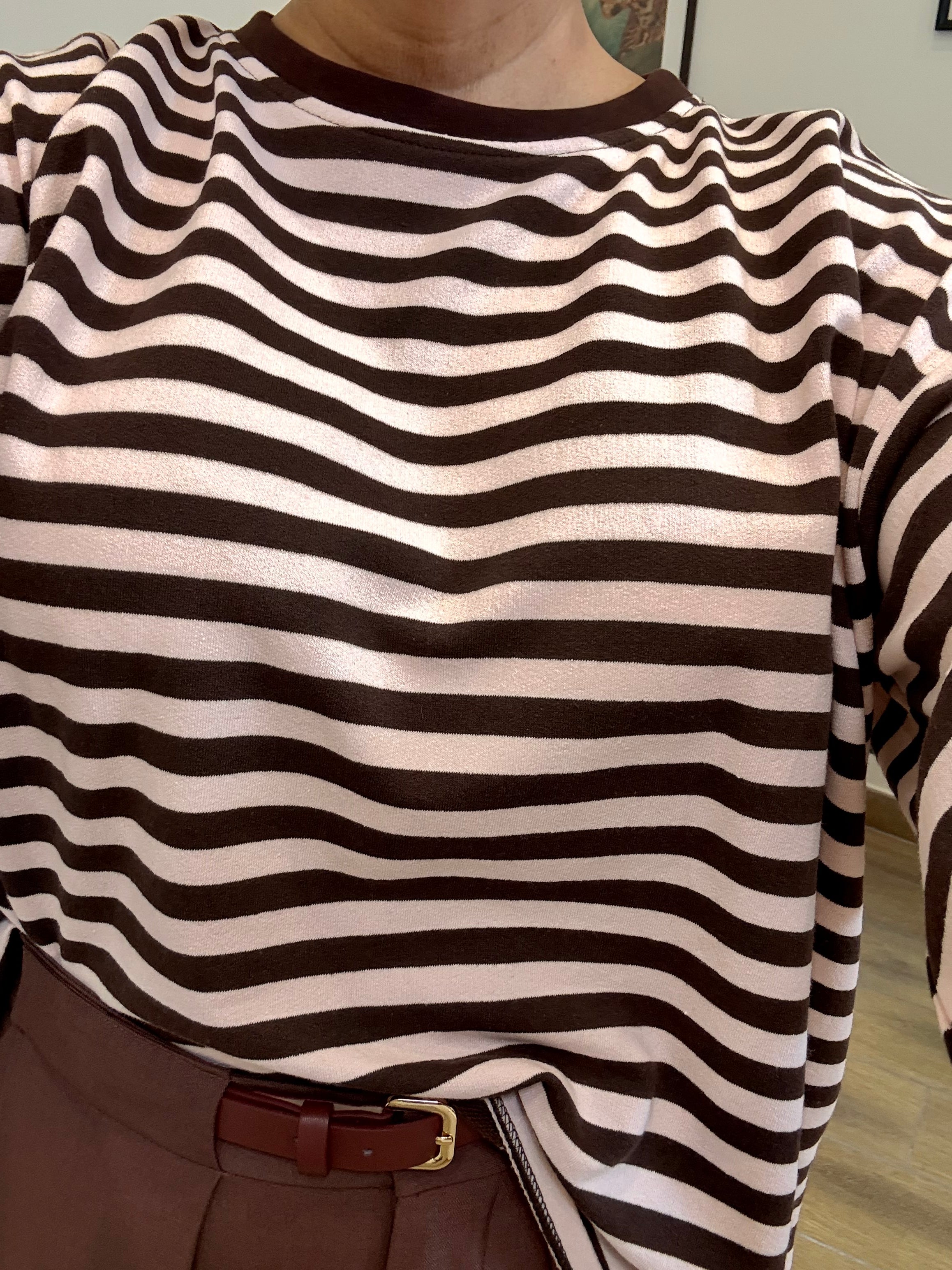 Maglia felpa righe Pink-brown