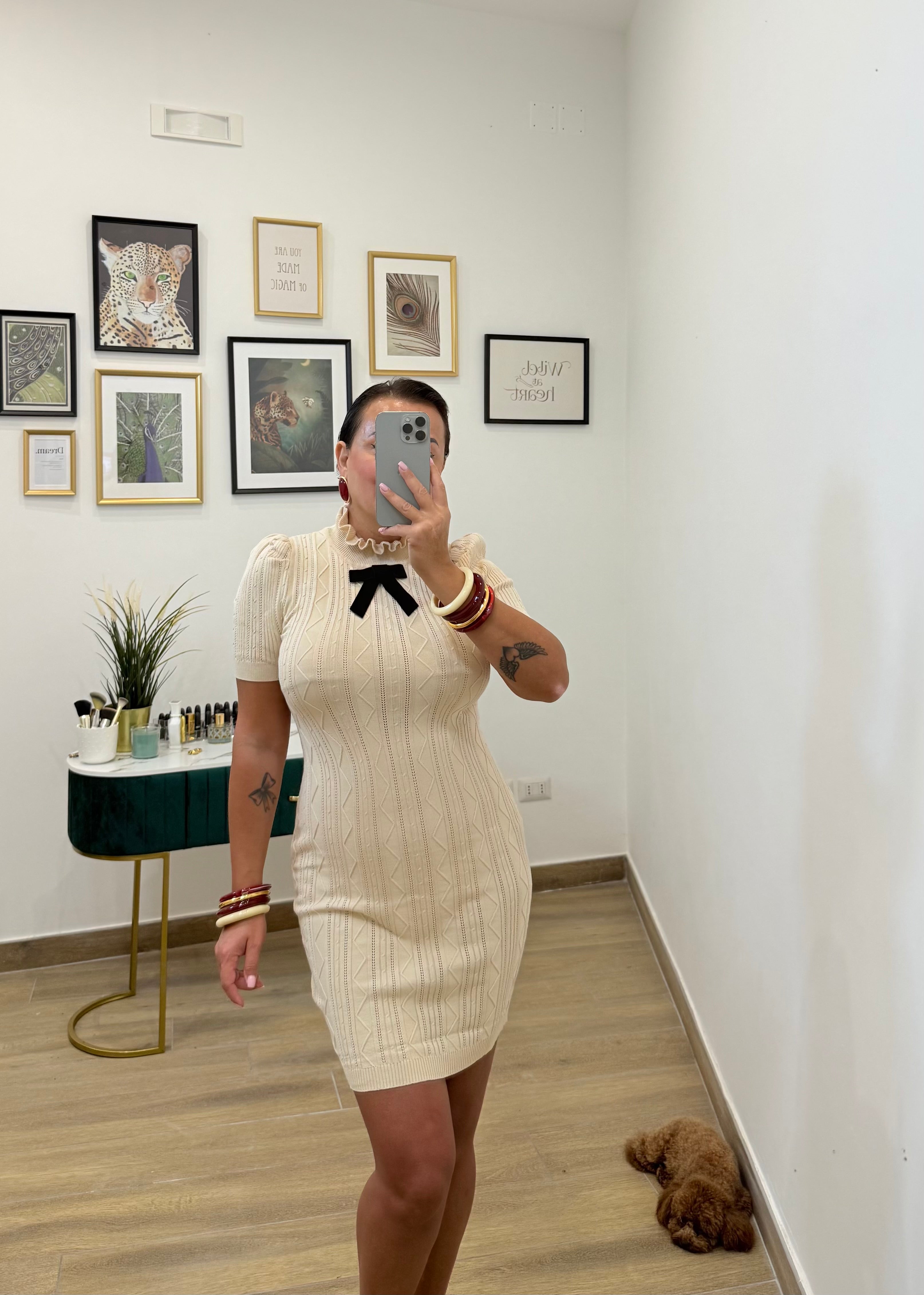 Abito fiocchetto Burro