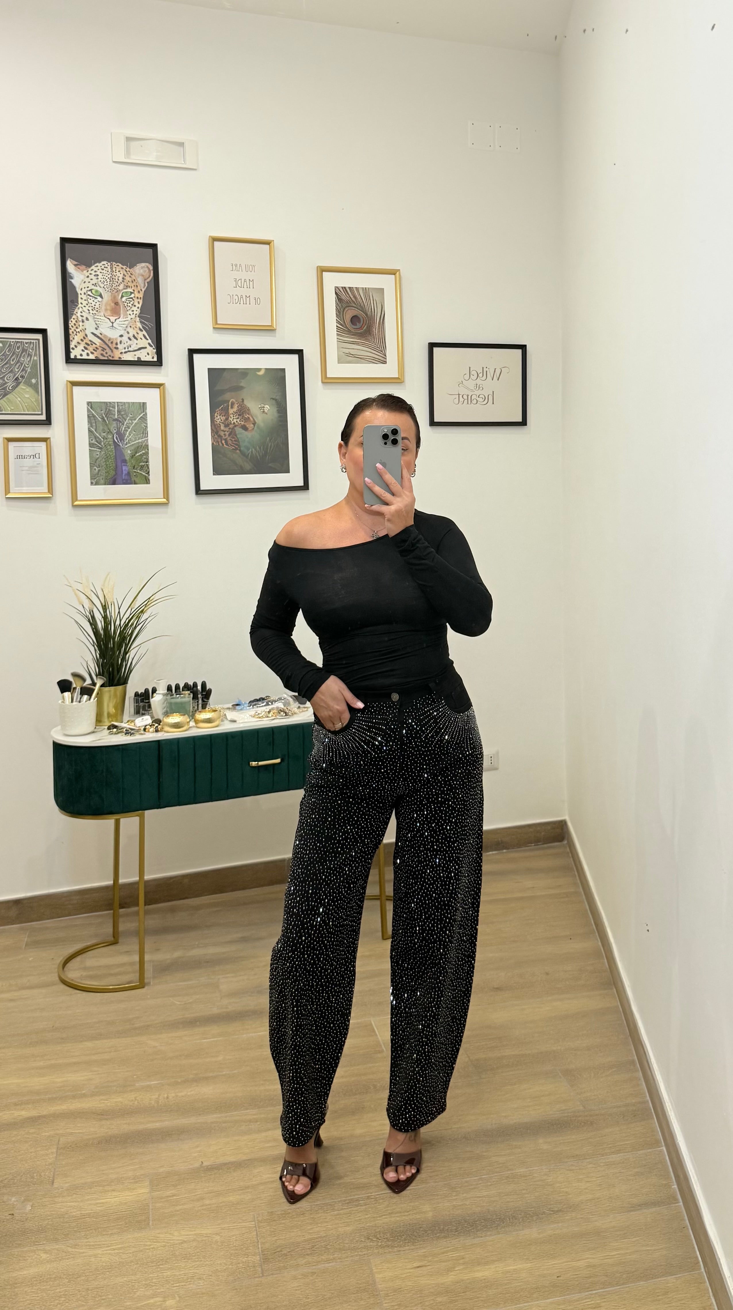 Jeans ballon Swarovski black