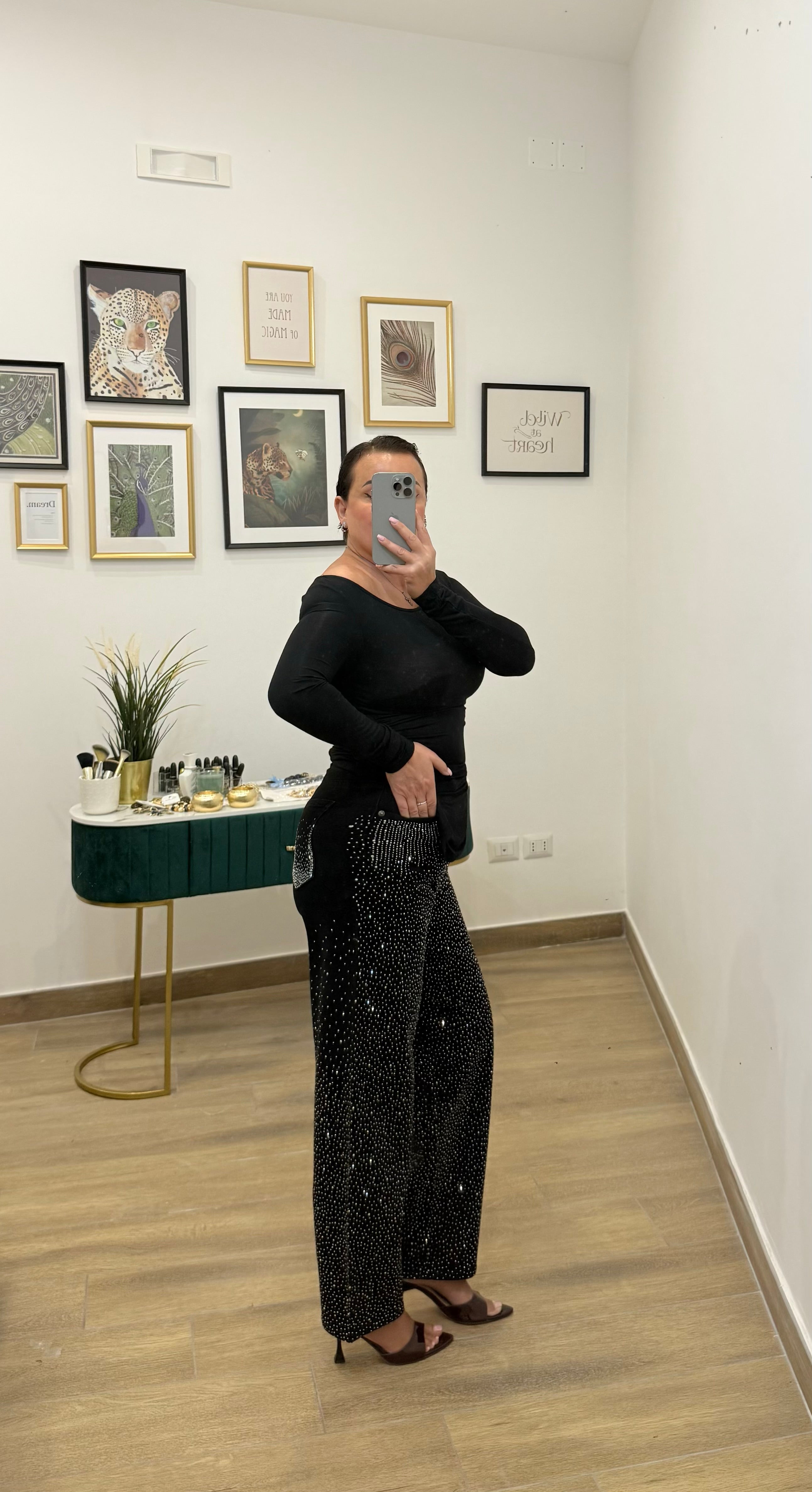 Jeans ballon Swarovski black